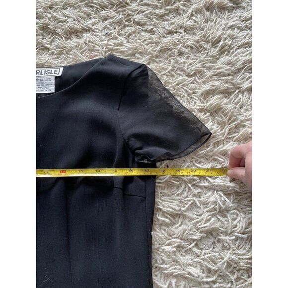 Carlisle Blouse Top Size 4 Silk Combination Black Sheer Short Sleeve Romantic - Picture 4 of 8